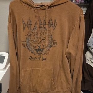 Def Leppard Graphic Brown Hoodie